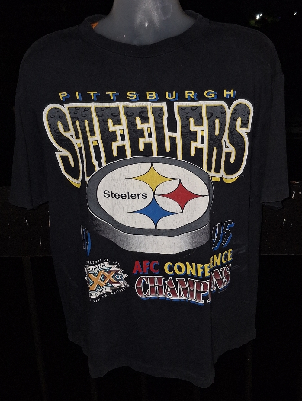 Vintage Single Stitch Pittsburgh steelers AFC Championship T Shirt Size Large